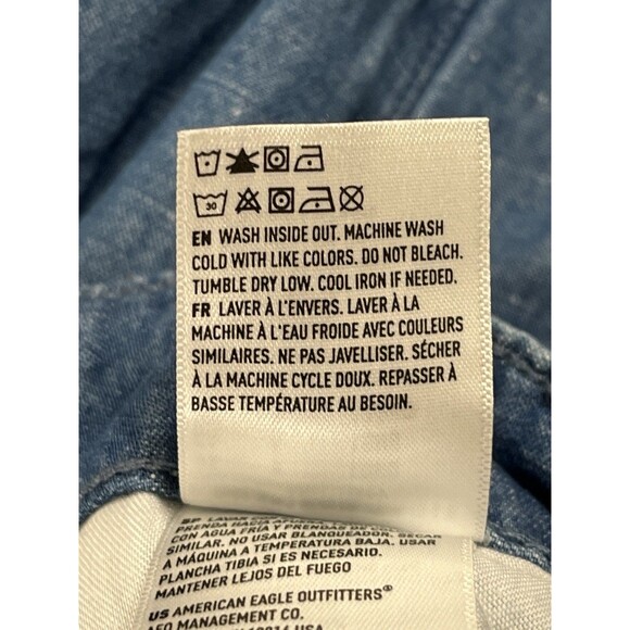 American Eagle Pants 8 Long Blue Cargo Barrel Baggy Jogger Comfort Utility Mom - Picture 10 of 11